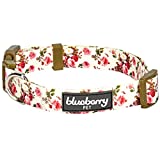 Blueberry Pet 7 Patterns Spring Scent Inspired Pink Rose Print Ivory Adjustable Dog Collar, Small,...