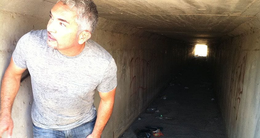 Cesar Millan in dark tunnel